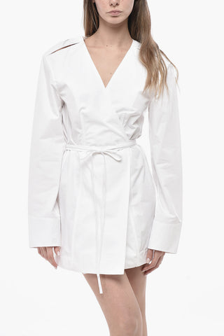 Hemdblusenkleid aus Baumwoll-Popeline mit V-Ausschnitt