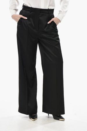 Satin Palazzo Trousers with Belt Loops