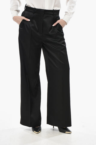 Pantaloni Palazzo in Satin con Passanti