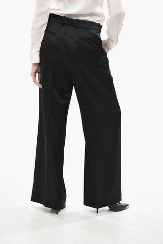 Satin Palazzo Trousers with Belt Loops