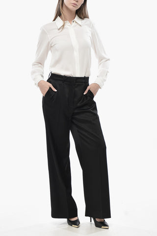 Pantaloni Palazzo in Satin con Passanti