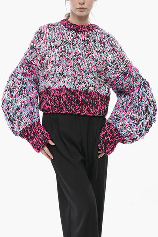 Crewneck Sweater with Balloon Sleeves