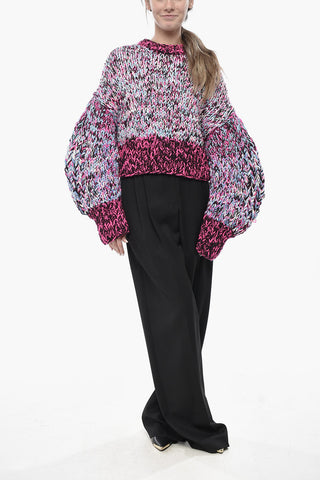 Crewneck Sweater with Balloon Sleeves