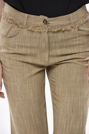 Bootcut Cropped-Fit-Hose mit Fransendetails