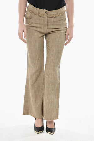 Bootcut Cropped-Fit-Hose mit Fransendetails