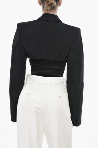 Kurzblazer aus Twill mit gepolsterten Schultern