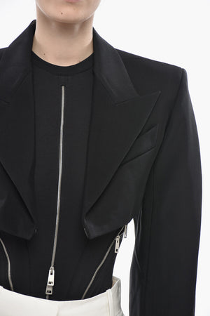 Kurzblazer aus Twill mit gepolsterten Schultern
