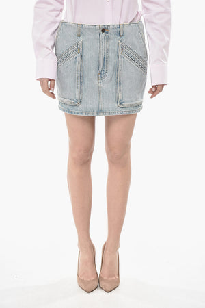 Denim Multi-Pocket Mini Skirt