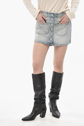 Minirock Aus Vintage-Wash-Denim Mit Vorderer Knopfleiste