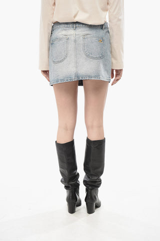 Minirock Aus Vintage-Wash-Denim Mit Vorderer Knopfleiste