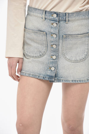 Minirock Aus Vintage-Wash-Denim Mit Vorderer Knopfleiste