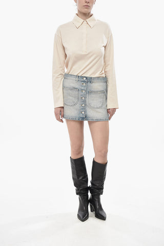 Minirock Aus Vintage-Wash-Denim Mit Vorderer Knopfleiste