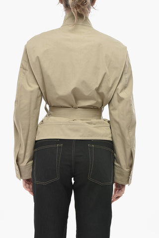 Cotton-Blend Jacket With Belt And Off-Center Zip