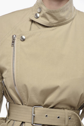 Cotton-Blend Jacket With Belt And Off-Center Zip