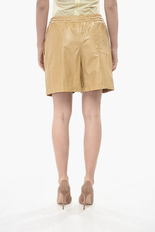 Leather Shorts with Elastic Waistband