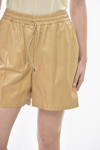 Leather Shorts with Elastic Waistband