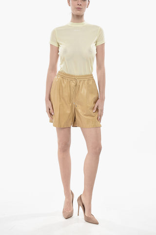 Leather Shorts with Elastic Waistband
