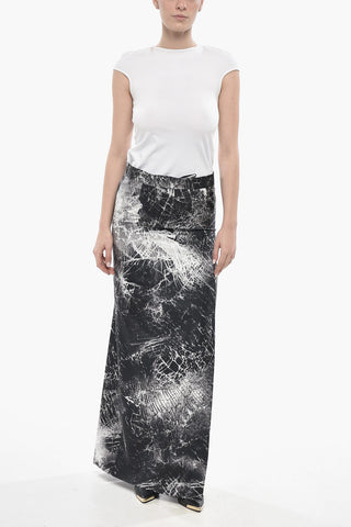 Printed Silk Satin Skirt With Slits
