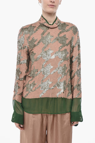 Blusa Paillettata Motivo Camouflage