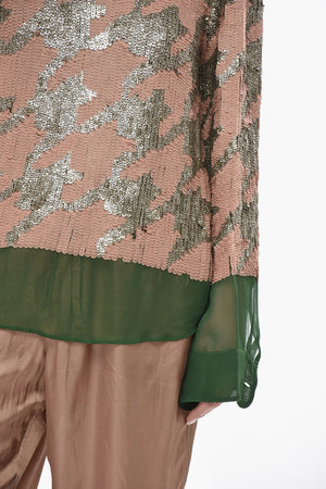 Paillettenbluse mit Camouflage-Motiv