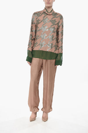 Paillettenbluse mit Camouflage-Motiv