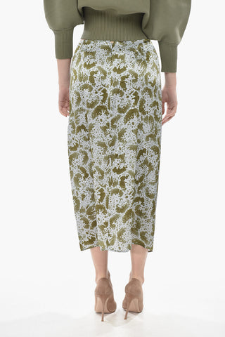 Midi Silk-Satin Skirt VOLY With Front Drape