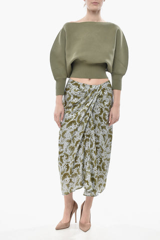 Midi Silk-Satin Skirt VOLY With Front Drape