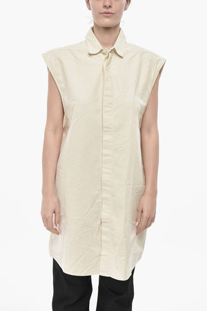 ESSENTIALS Long Sleeveless Shirt with Concealed Button Placket