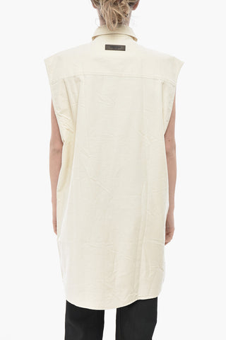 ESSENTIALS Long Sleeveless Shirt with Concealed Button Placket