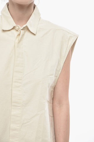 ESSENTIALS Long Sleeveless Shirt with Concealed Button Placket