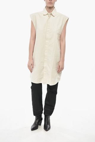 ESSENTIALS Long Sleeveless Shirt with Concealed Button Placket