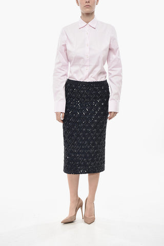 Sequin Midi Skirt with Elastic Waistband