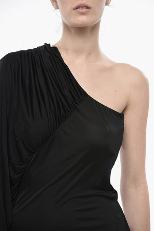 One-Shoulder Viscose Dress With Batwing Sleeve