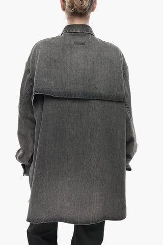 Oversized Denim Shirt with Concealed Button Placket