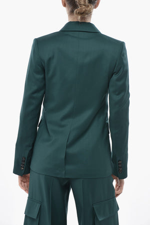 Doppelreihiger Blazer aus Wolle mit spitzem Revers