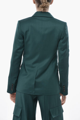 Wool Double-Breasted Blazer with Peak Lapel