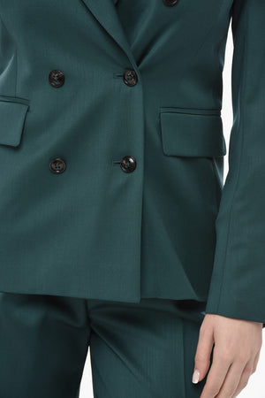 Wool Double-Breasted Blazer with Peak Lapel