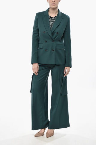 Wool Double-Breasted Blazer with Peak Lapel