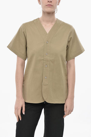 ESSENTIALS Short-Sleeve V-Neck Blouse