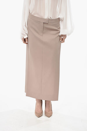Wool Pencil Skirt With Side Slits