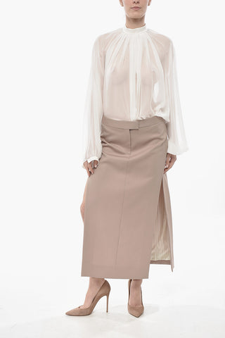 Wool Pencil Skirt With Side Slits