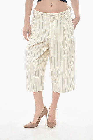 Pantaloni Gaucho in Lana Vergine Motivo Gessato