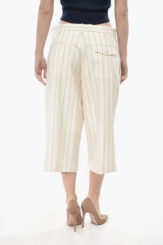 Pantaloni Gaucho in Lana Vergine Motivo Gessato
