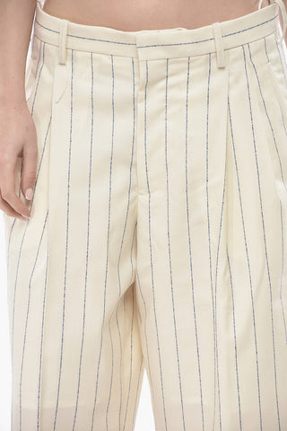 Pantaloni Gaucho in Lana Vergine Motivo Gessato