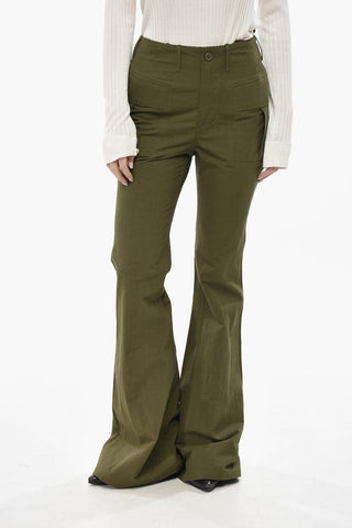 Bootcut-Hose aus Baumwollmischung mit Kordelzug