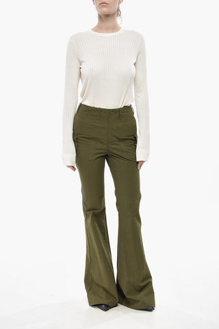 Bootcut-Hose aus Baumwollmischung mit Kordelzug