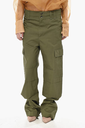 Cotton Cargo Pants With Ankle Drawstring