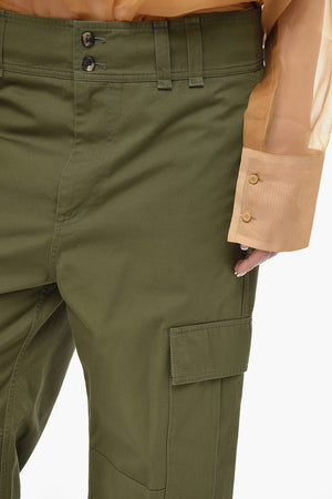 Cotton Cargo Pants With Ankle Drawstring