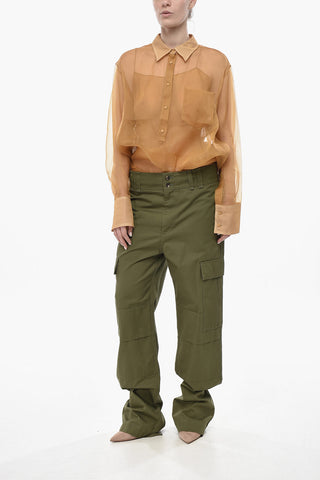 Cotton Cargo Pants With Ankle Drawstring