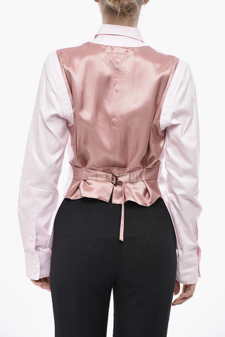Camicia in Popeline con Parte Posteriore in Satin